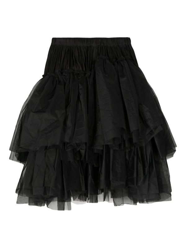 asymmetric tiered midi skirt