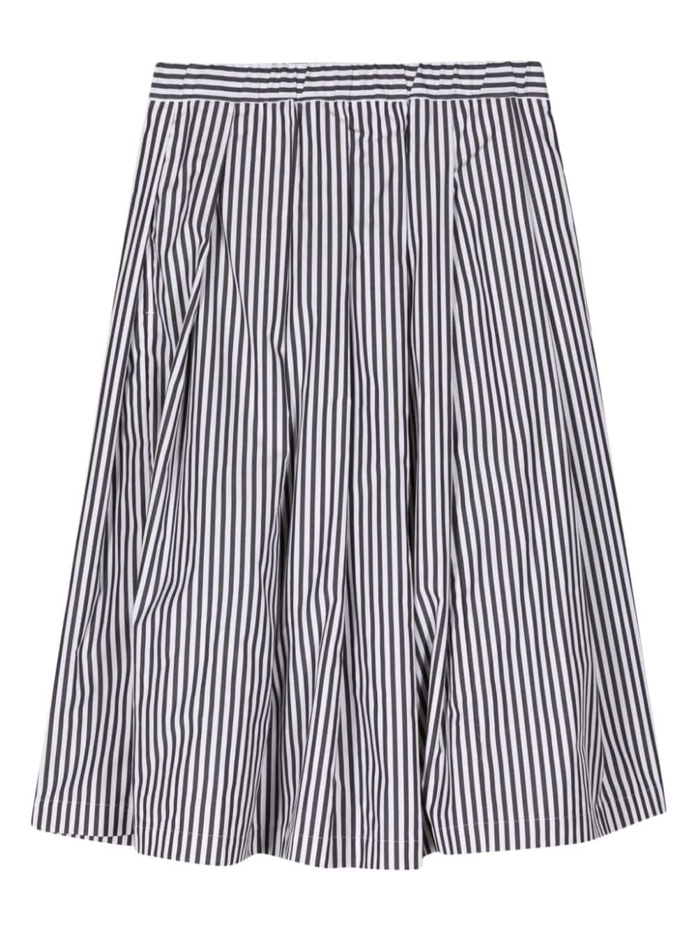 Comme Des Garcons Girl Kids' Striped Pleated Cotton Skirt In White