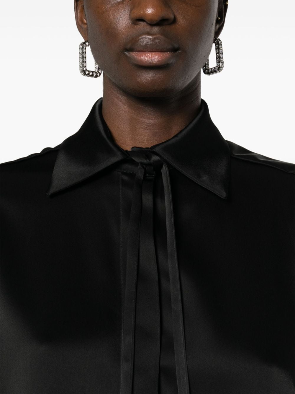 Shop David Koma Satin-weave Shirt In Black