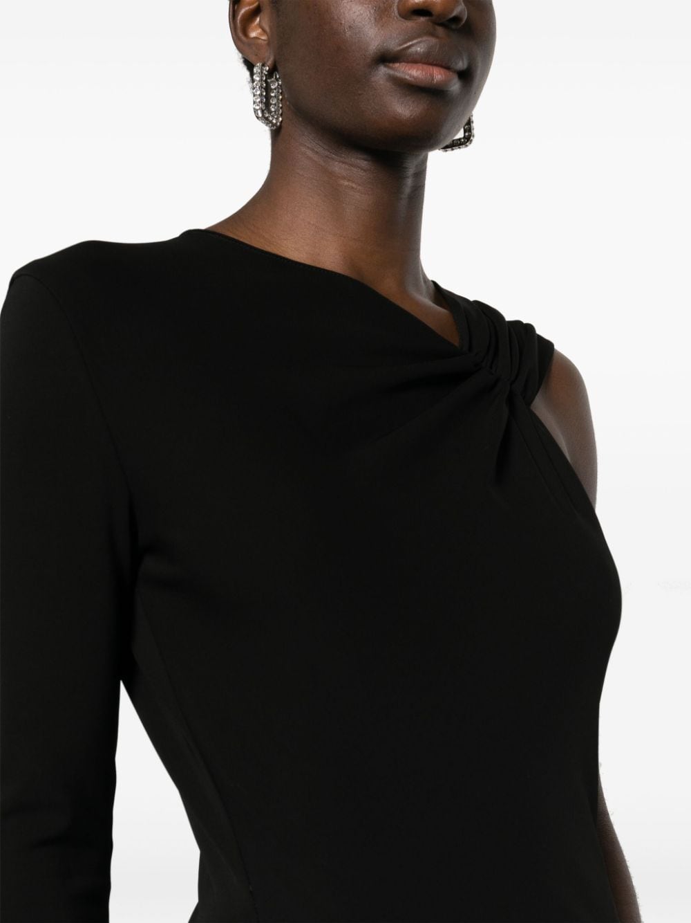 Shop David Koma Knot-detail Asymmetric Maxi Dress In Black