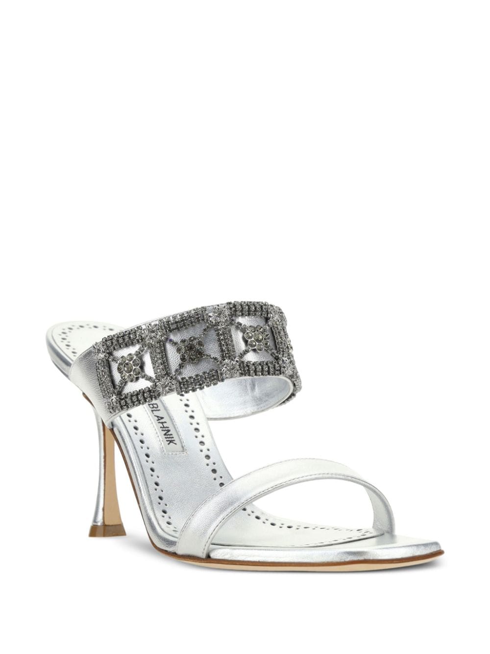 Manolo Blahnik 90mm Larapa mules - Zilver