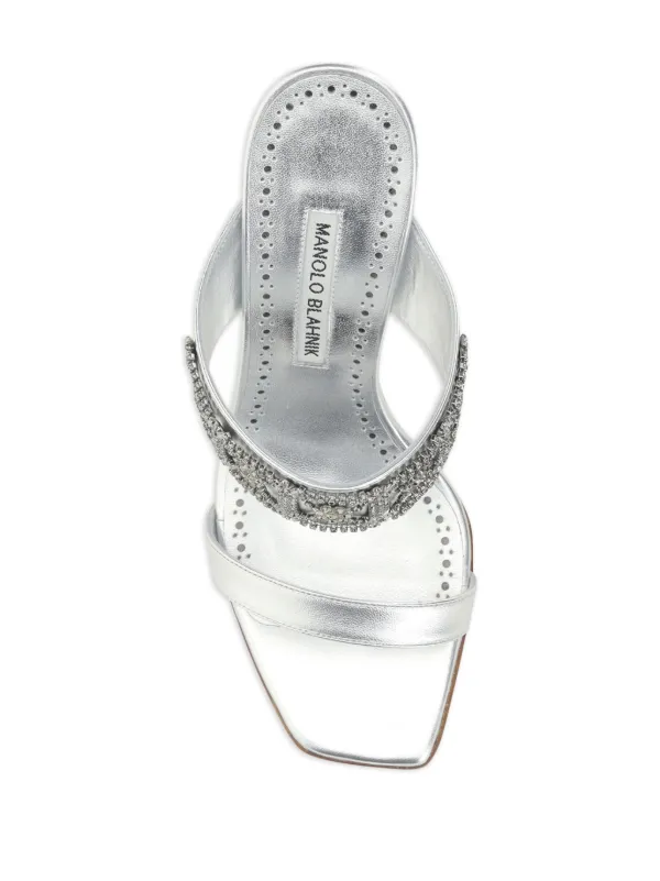 直営店 ‐Manolo Blahnik - SALE! LARAPA 90mm ミュール Manolo Blahnik Larapa 90mm ミュール | シルバートーン