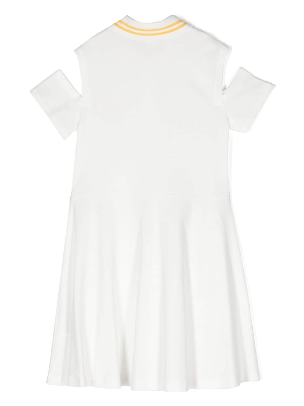 Shop Fendi Cold-shoulder Piqué Polo Dress In White