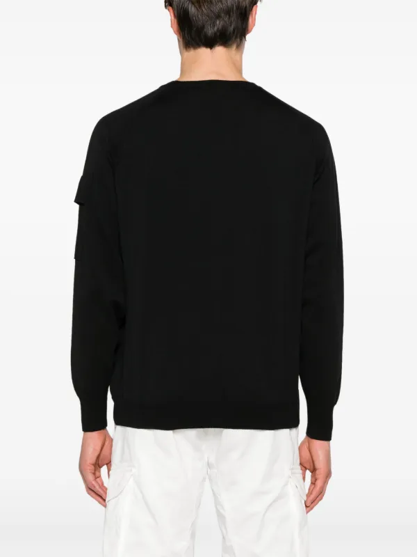 C.P. Company logo-appliqué fine-knit Jumper | Black | FARFETCH