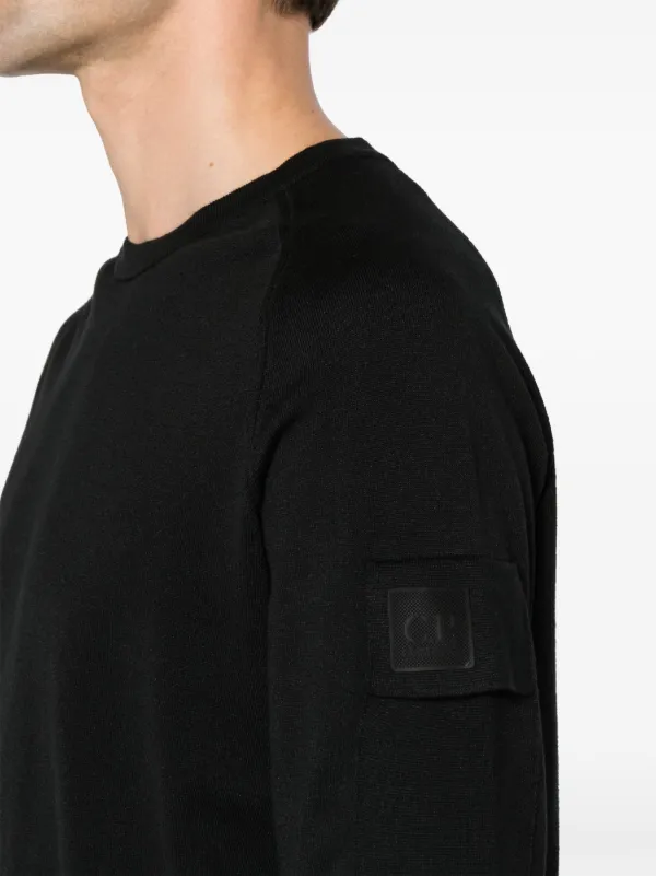 C.P. Company logo-appliqué fine-knit Jumper | Black | FARFETCH C.P. Company logo-appliqué fine-knit Jumper | Black | FARFETCH
