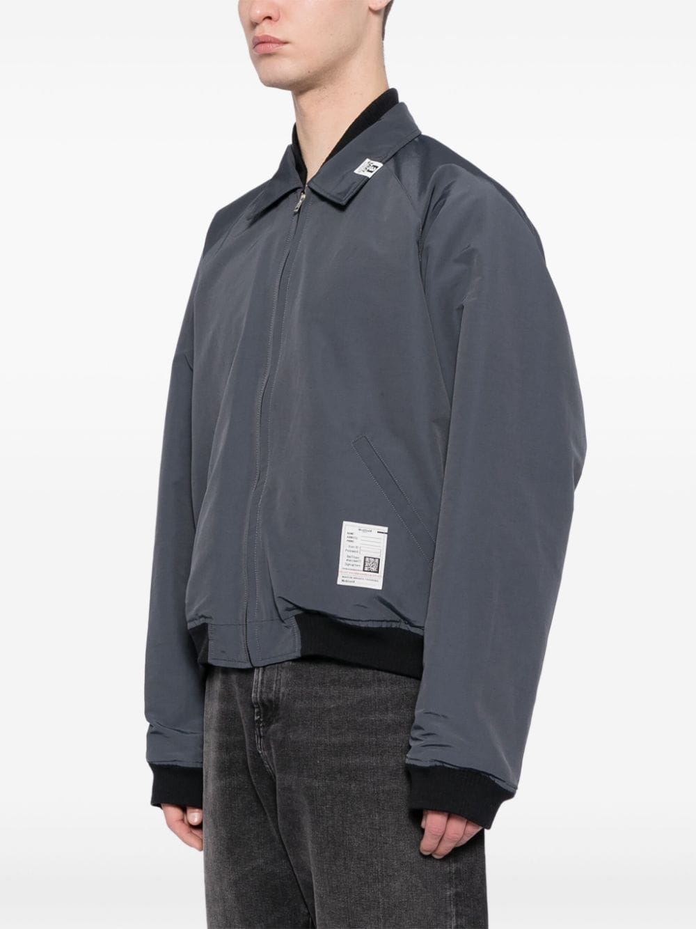 Shop Miharayasuhiro Logo-patch Cotton-blend Bomber Jacket In Grey