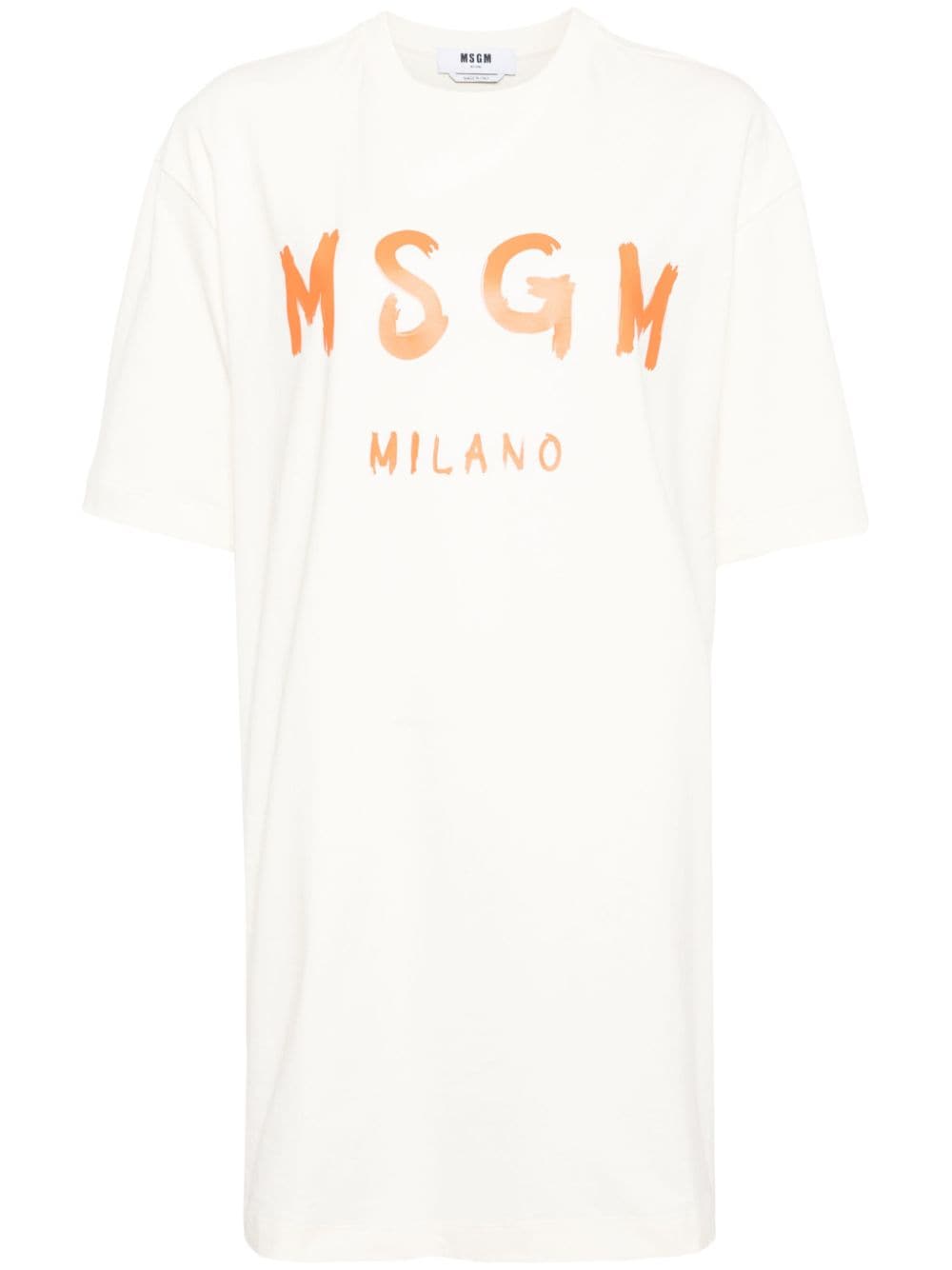 Msgm Logo-print T-shirt Minidress In Orange