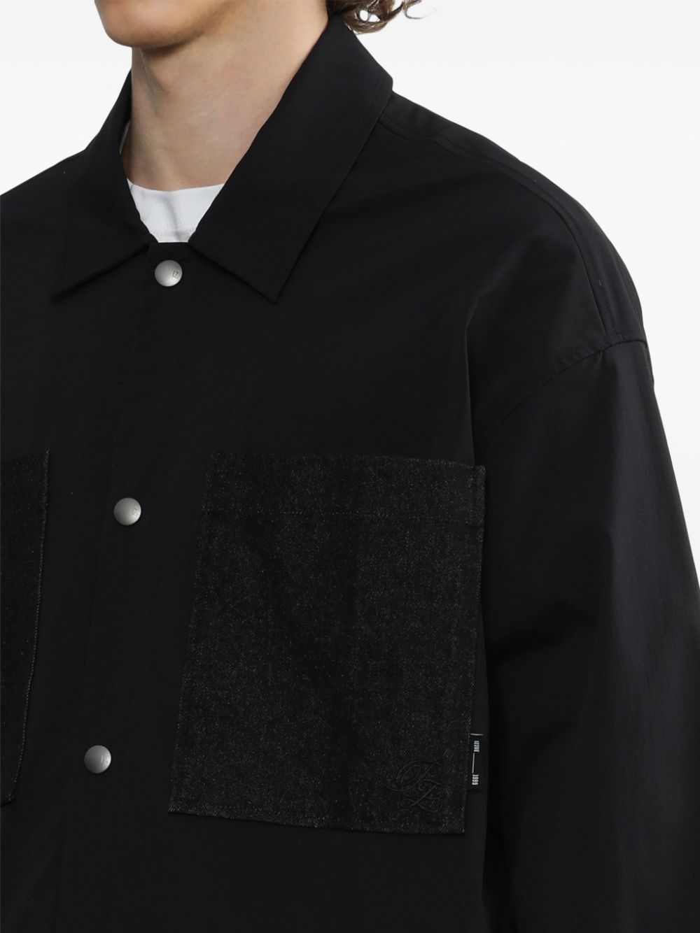 Shop Izzue Patch-pocket Press-stud Shirt In Black