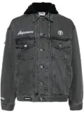 AAPE BY *A BATHING APE® logo-appliqué hooded denim jacket - Black