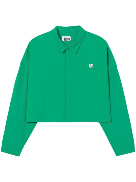 izzue logo-plaque cropped shirt