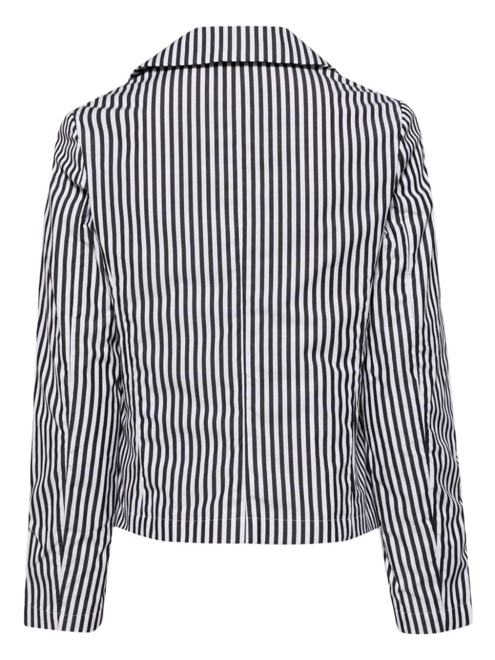 Shop Comme Des Garcons Girl Floral-appliqué Striped Jacket In Black