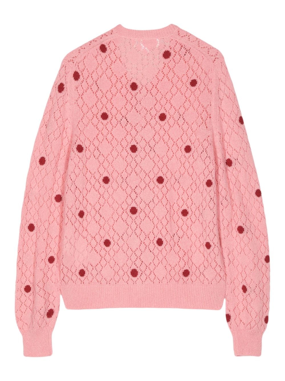 Shop Comme Des Garcons Girl Dot-intarsia Cardigan In Pink