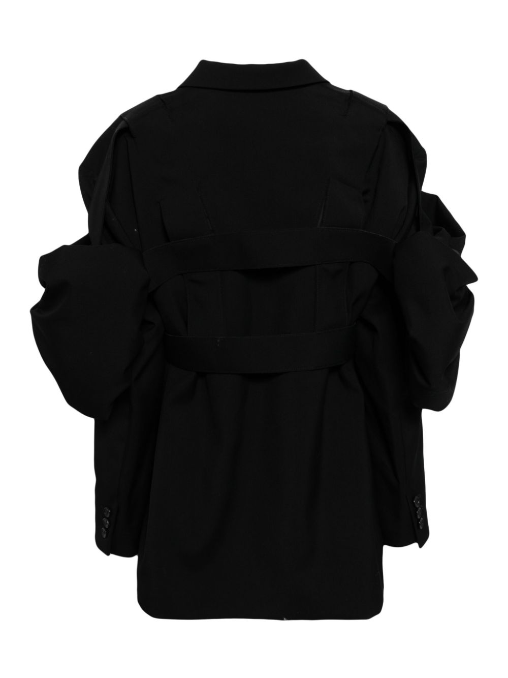 Shop Comme Des Garçons Detachable-panel Wool Blazer In Black