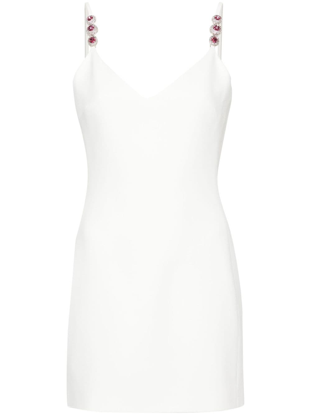 Shop David Koma Crystal-embellished Crepe Mini Dress In White