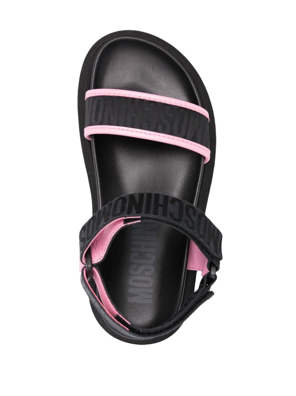 Shop Moschino Logo-jacquard Flat Sandals In Black