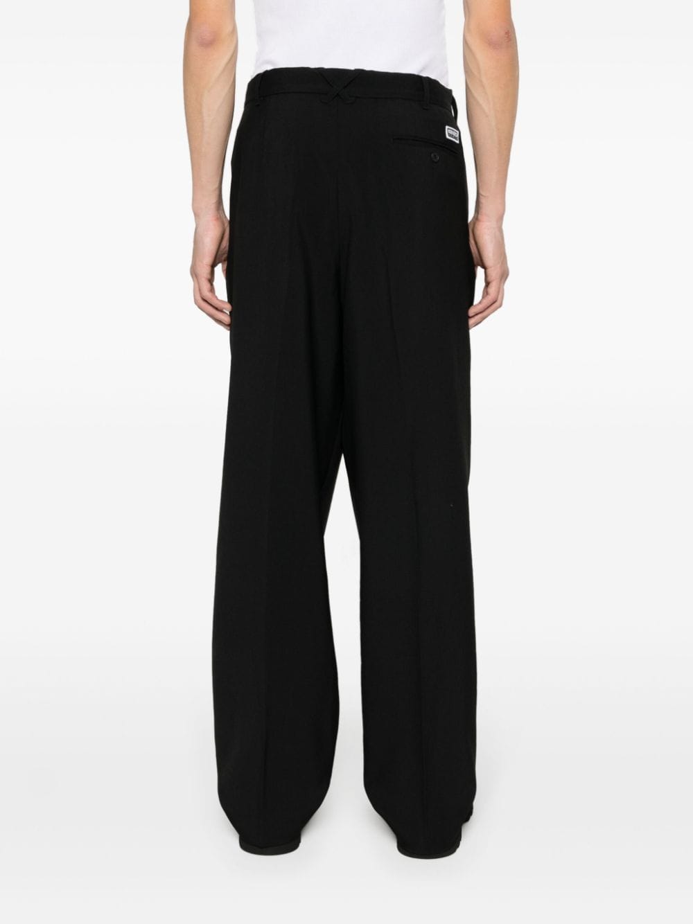 Shop Kenzo Wool Pleated Tailored Trousers In Black