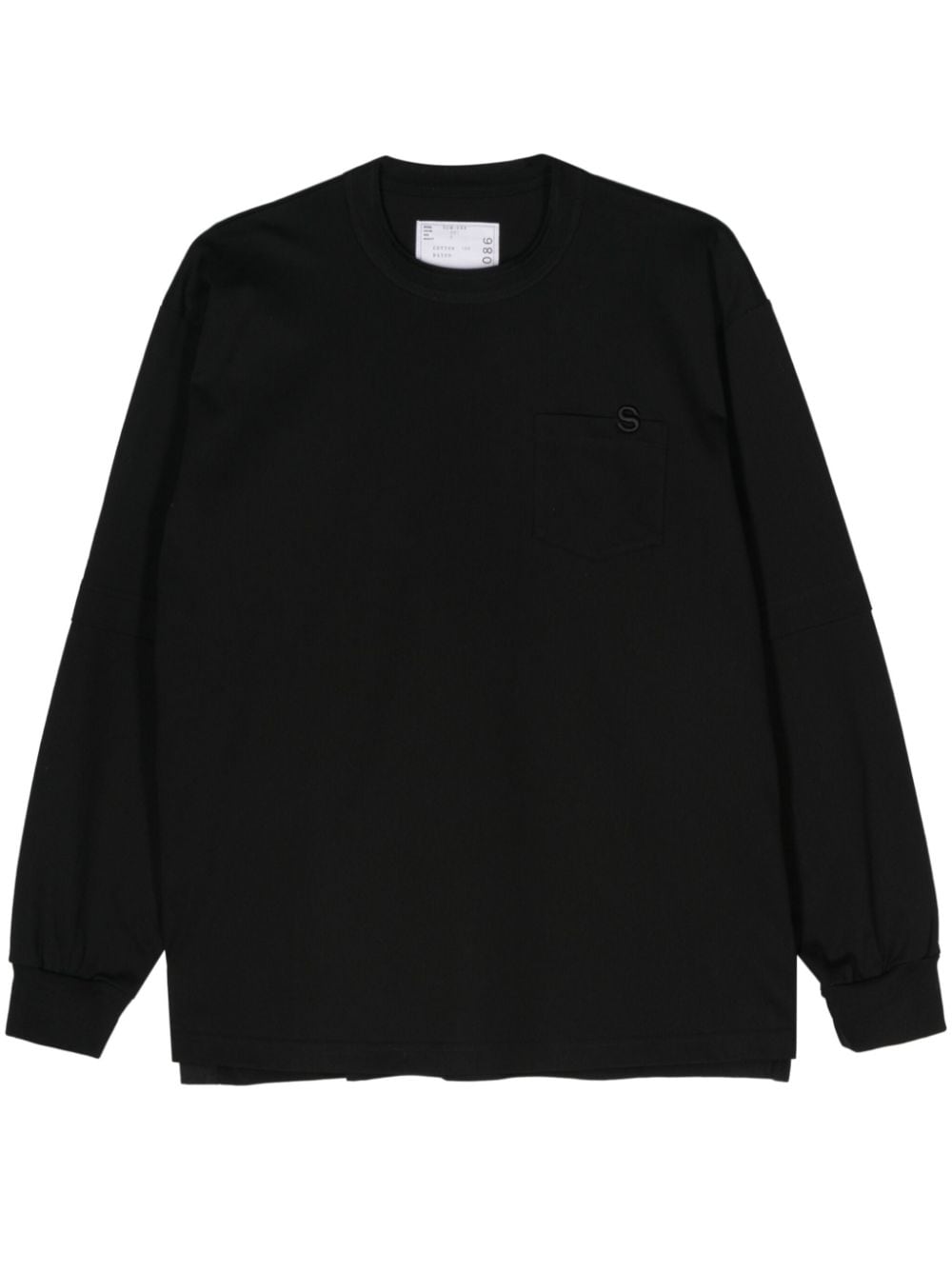 Sacai Logo-embroidered T-shirt In 黑色