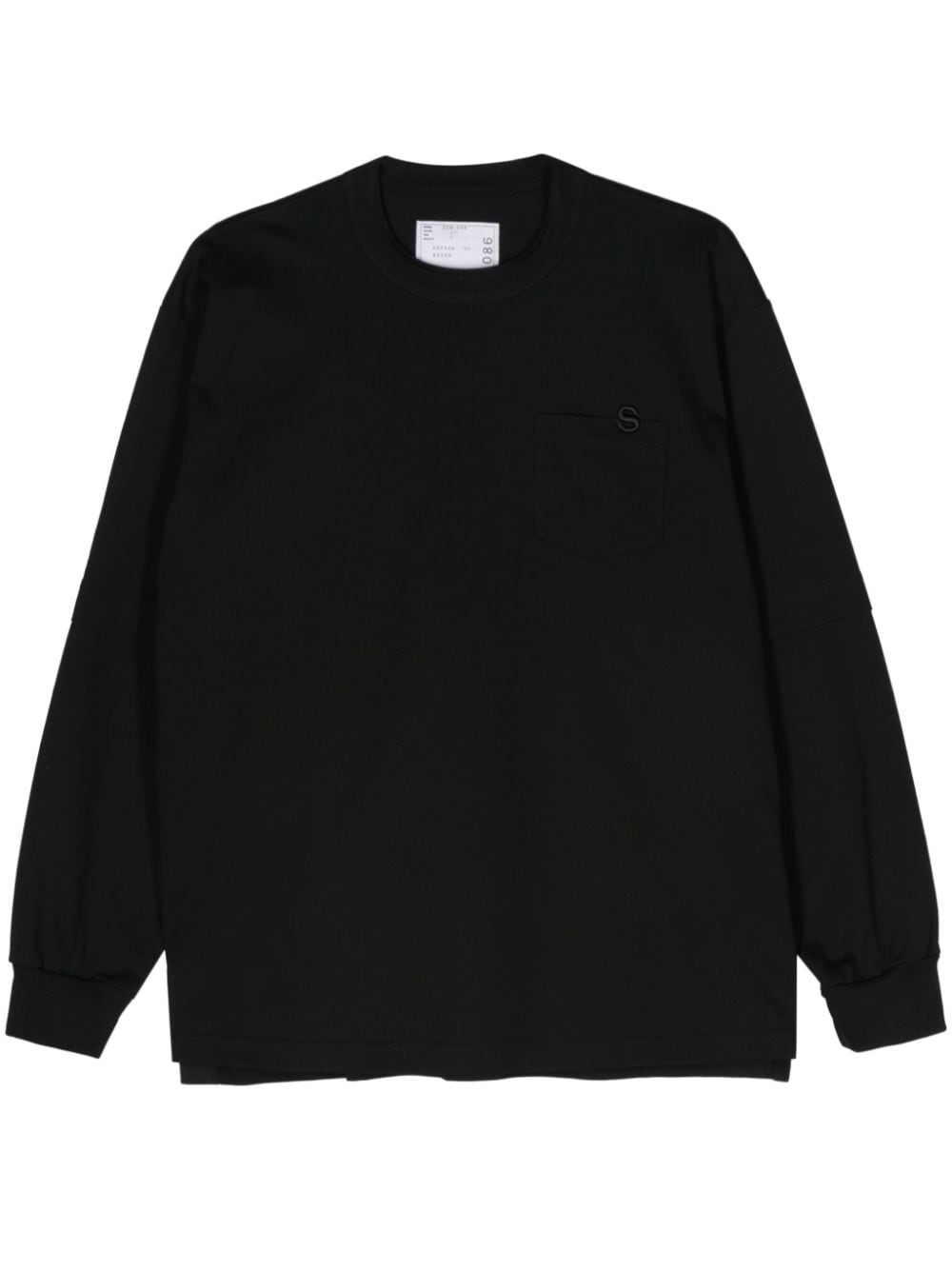 sacai logo-embroidered T-shirt - Schwarz