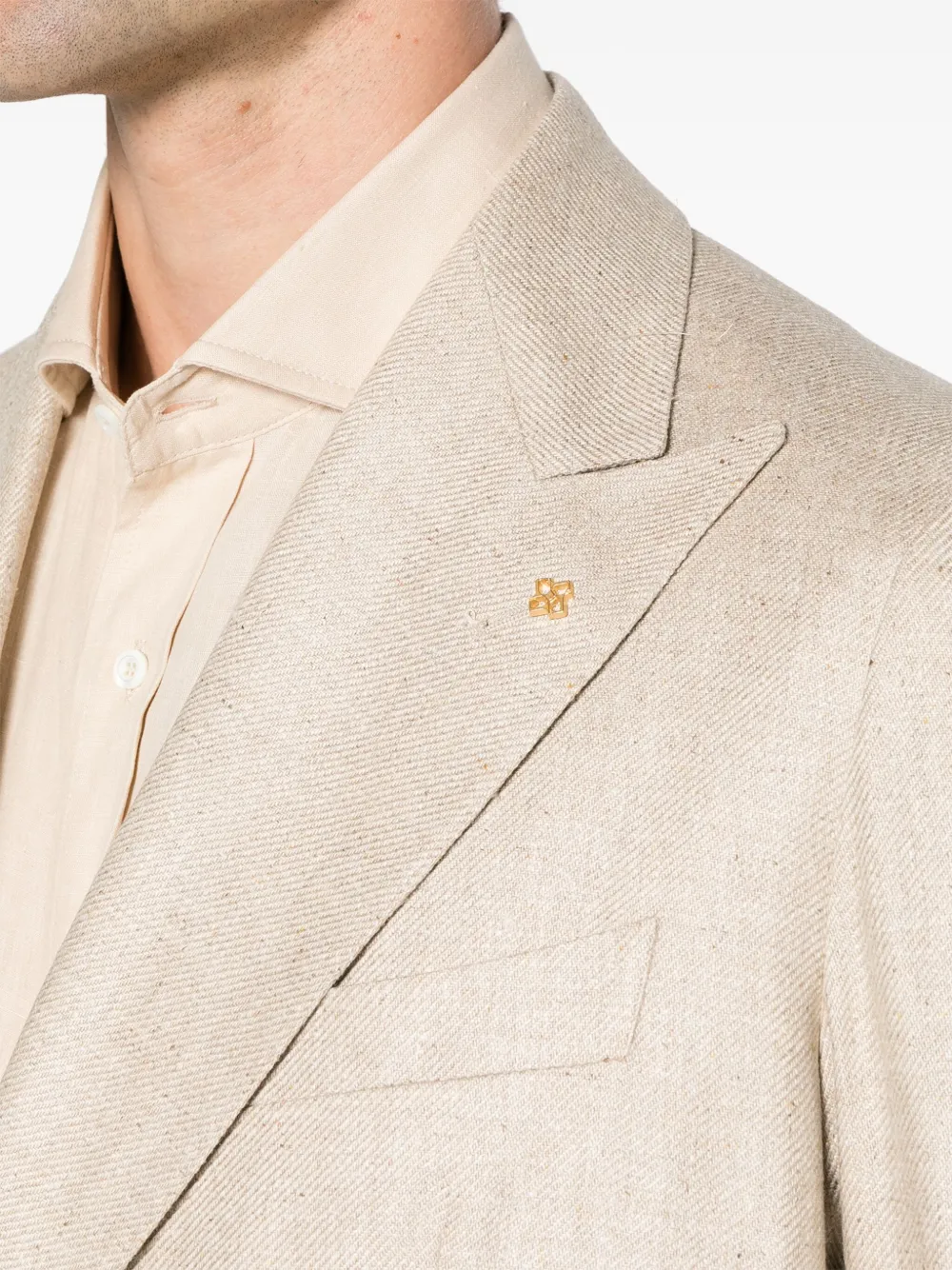 Tagliatore Zijden blazer met dubbele rij knopen Beige