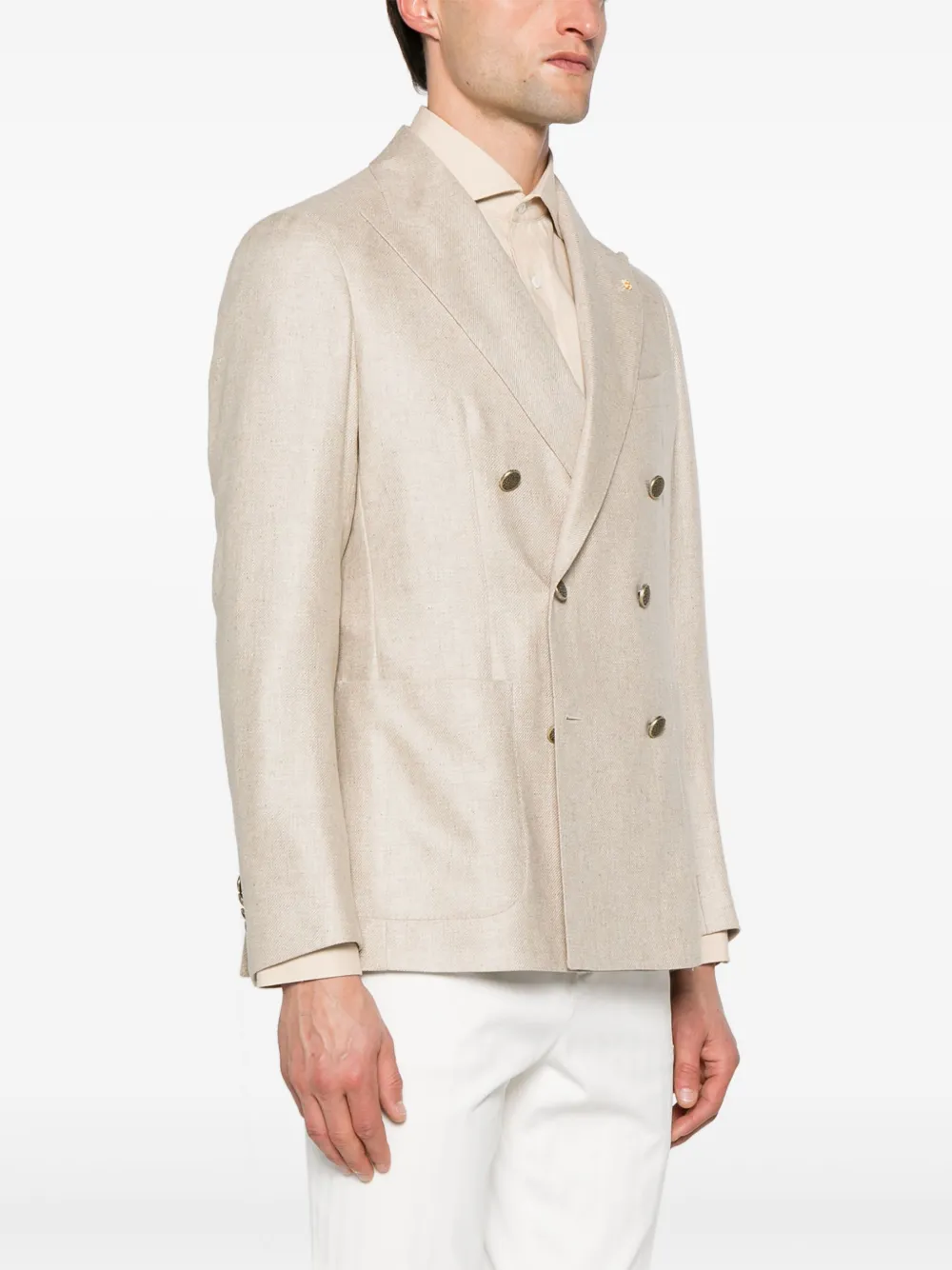 Tagliatore Zijden blazer met dubbele rij knopen Beige