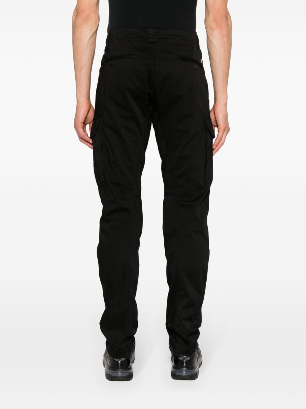 Shop C.p. Company Mid-rise Tapered Cargo Trousers In Black