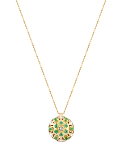 Officina Bernardi Kleine 18kt Damasco Gelbgoldhalskette mit Smaragd