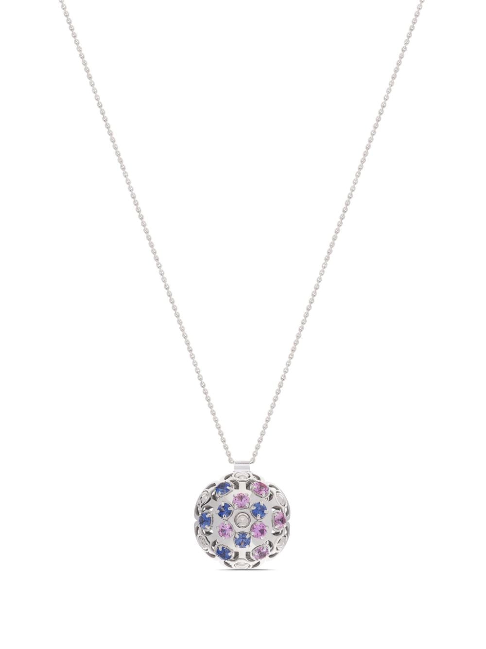18kt white gold small Damasco sapphire necklace