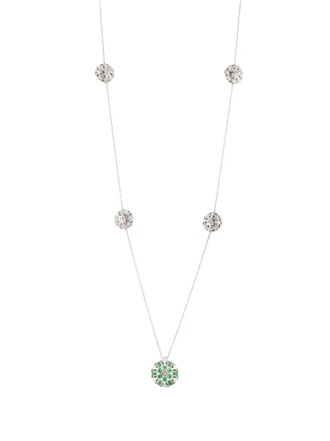Officina Bernardi 18kt white gold Damasco Station emerald necklace