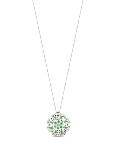 Officina Bernardi 18kt white gold large Damasco emerald necklace