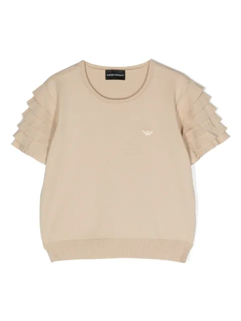 Emporio Armani Kids ruffled-sleeve knitted T-shirt