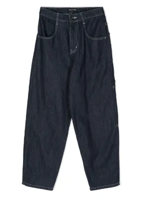 Moncler Enfant embroidered-logo Jeans | Blue | FARFETCH