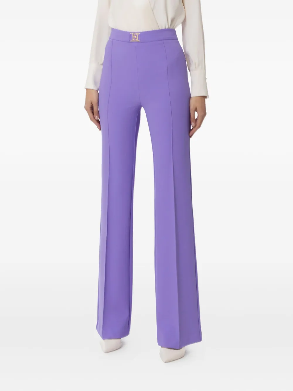 Elisabetta Franchi Logo-plaque Trousers In Purple