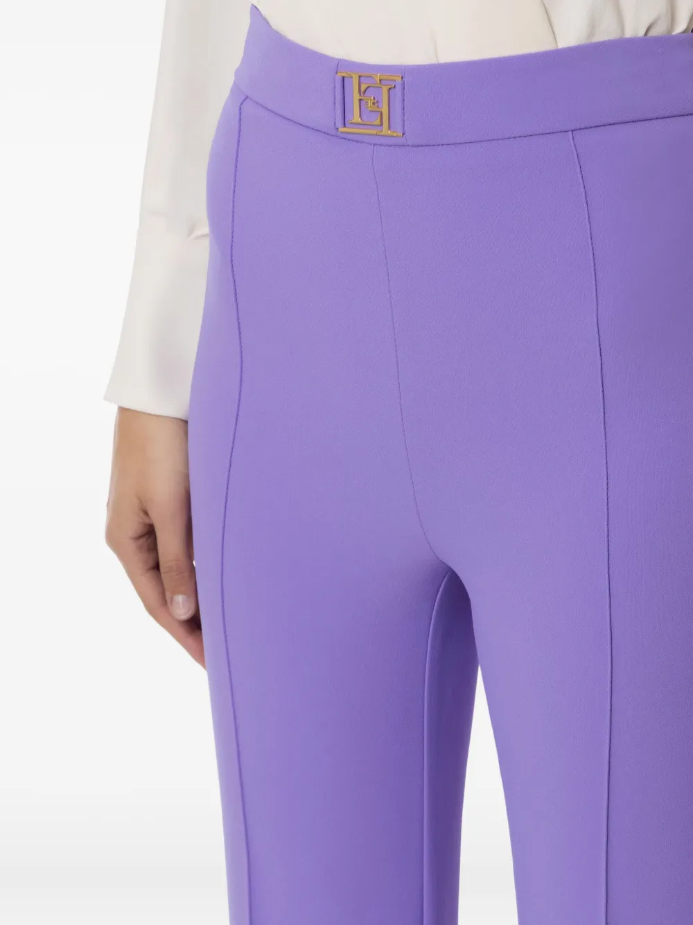 Elisabetta Franchi logo-plaque trousers - Paars