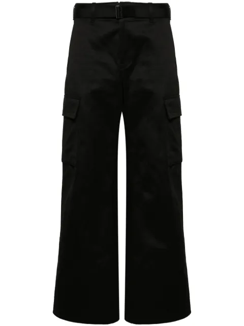 sacai belted wide-leg cargo trousers