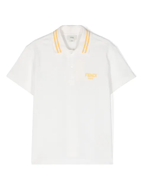 Fendi Kids 로고 자수 폴로 셔츠