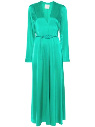 Belted satin maxi dress best sale