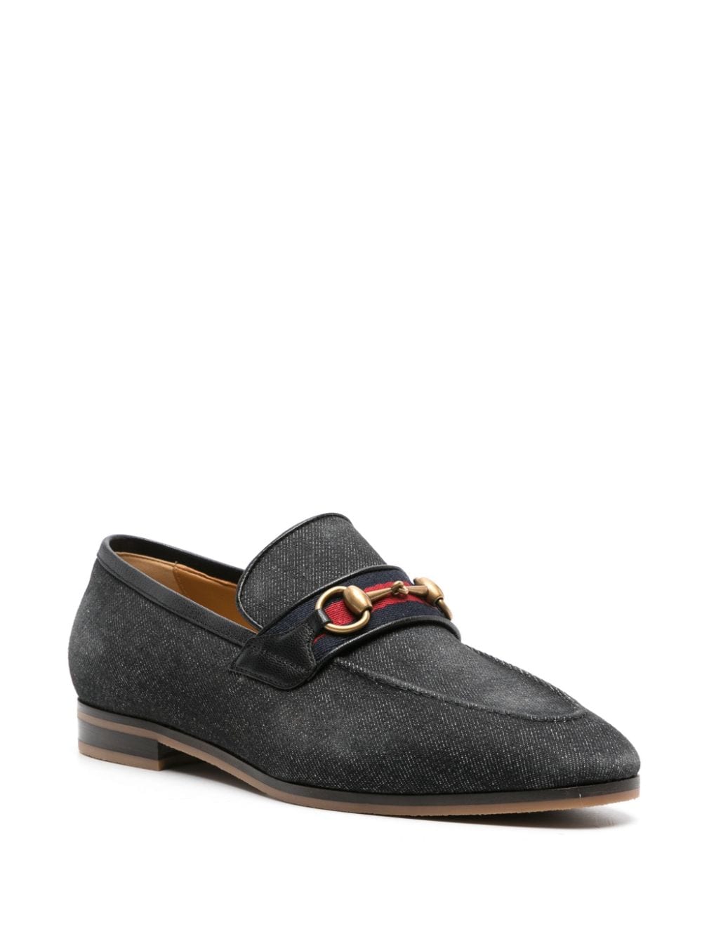 Shop Gucci Horsebit-detail Denim Loafers In Schwarz
