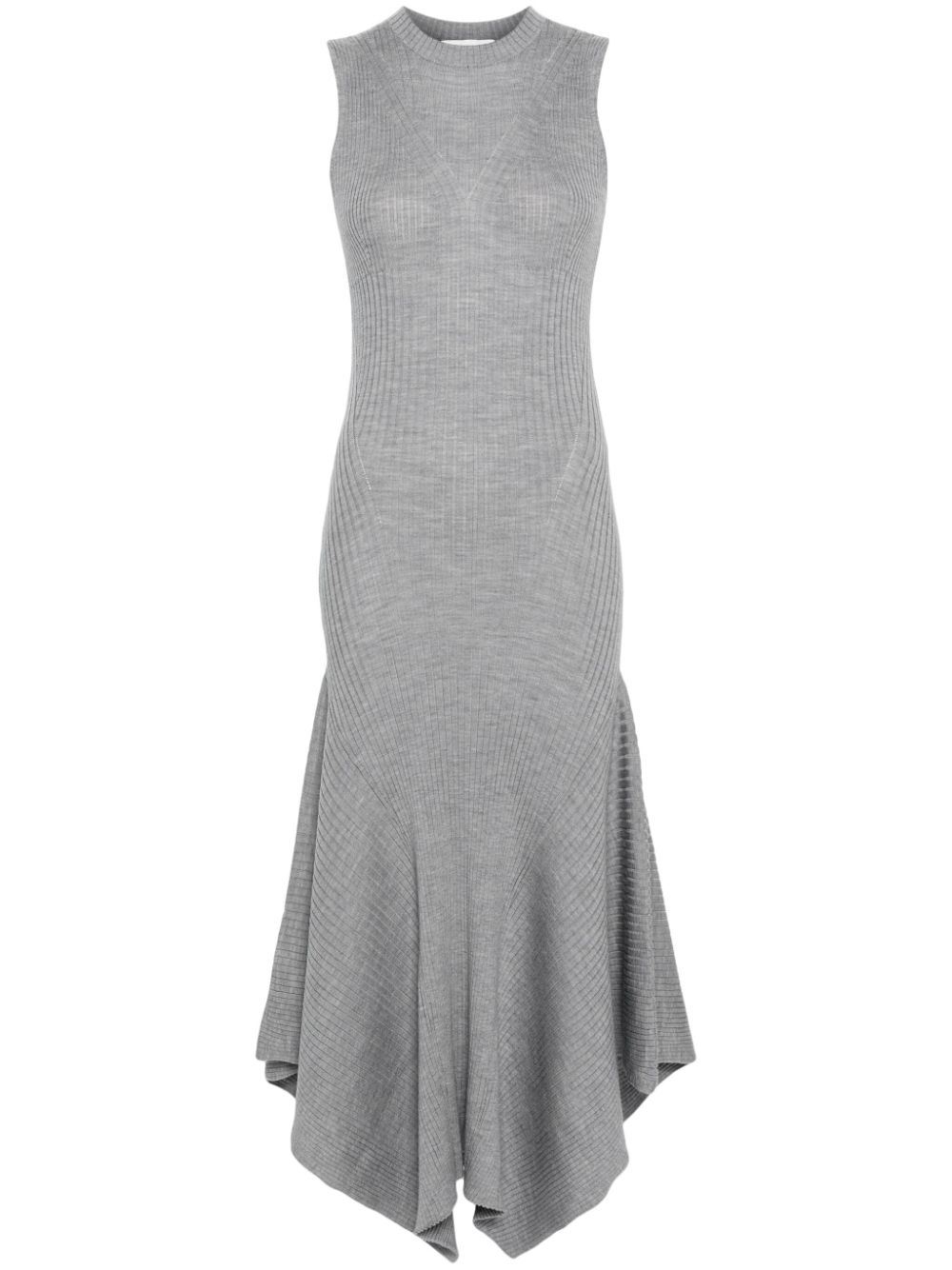 Ami Alexandre Mattiussi Ribbed-knit Merino Dress In Grey