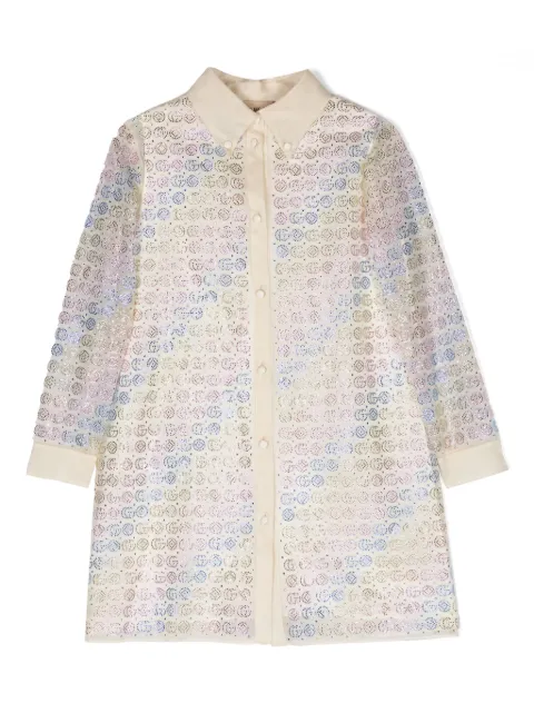 Gucci Kids vestido camisero con detalles GG de cristal
