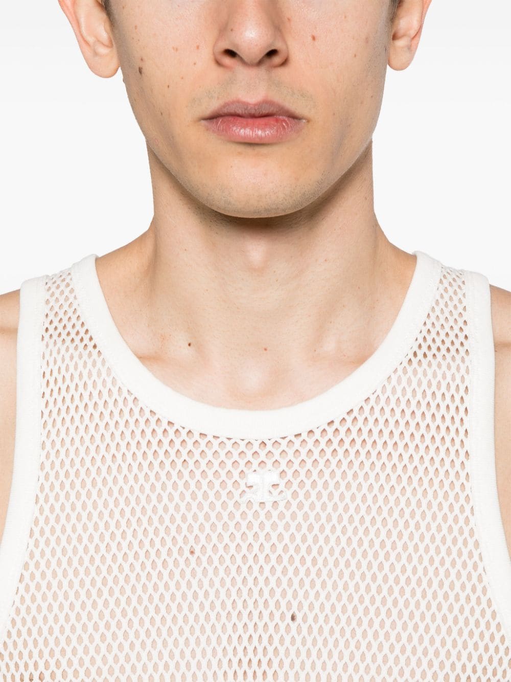 Shop Courrèges Ac Mesh Tank Top In 白色