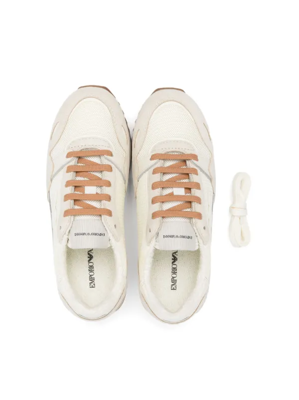 Emporio Armani Kids ロゴパッチ スエードスニーカー