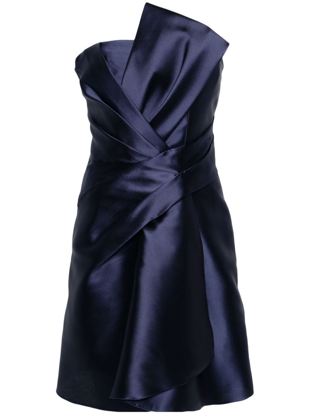 Alberta Ferretti Mikado Pleat-detail Minidress In Blue