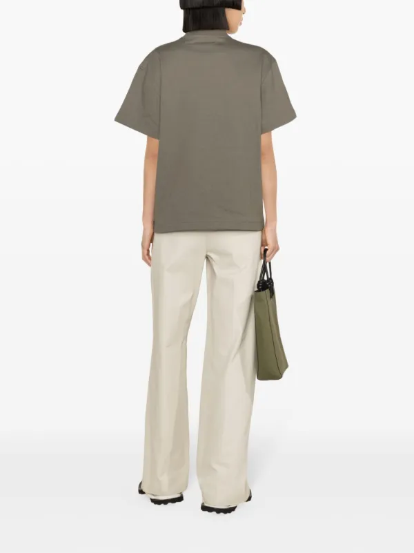 【JIL SANDER】プリント入りオリーブグリーンのコットンTシャツ JIL SANDER ロゴTシャツ | NAJA FIORE