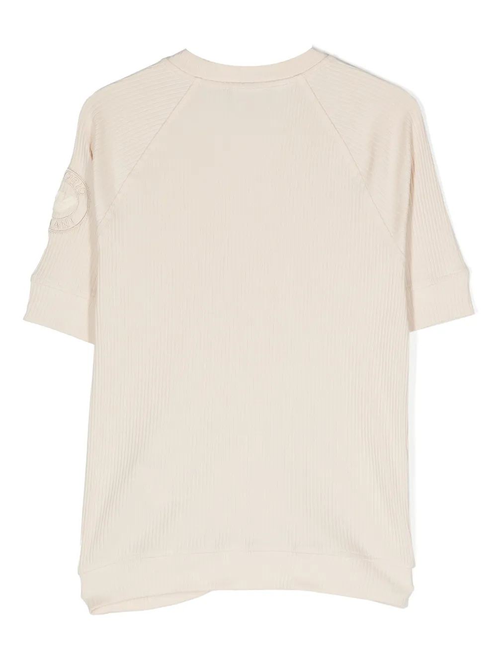 Emporio Armani Kids Geribbeld katoenen T-shirt Beige