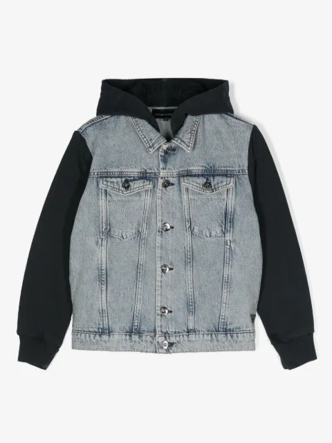 Emporio Armani Kids chamarra de mezclilla con capucha