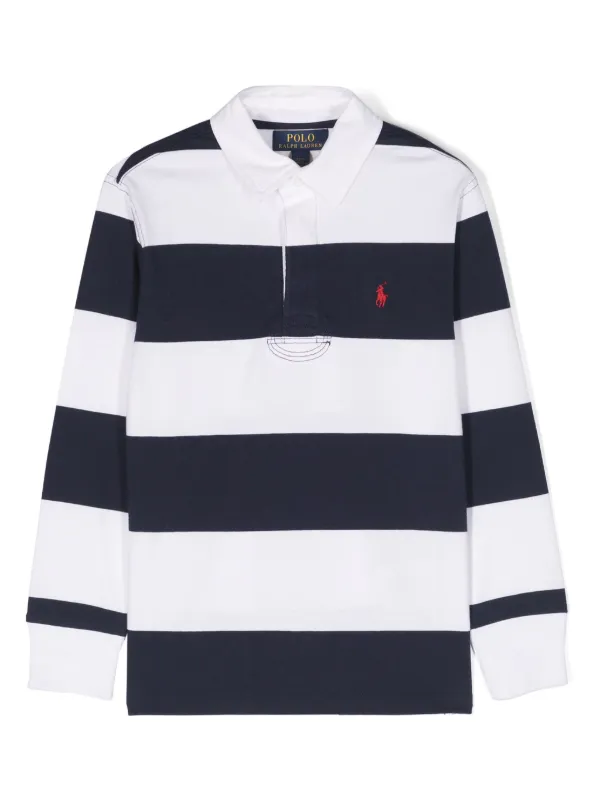 Polo Ralph Lauren 長袖 ラガーシャツ ネイビー/ホワイト
