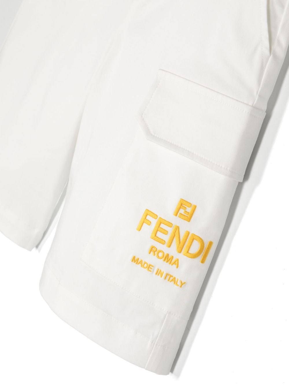 Shop Fendi Logo-embroidered Cotton Shorts In Neutrals