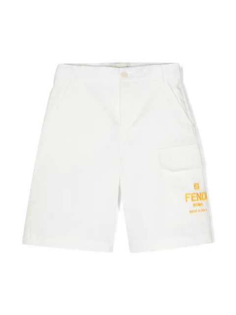 Fendi Kids logo-embroidered cotton shorts