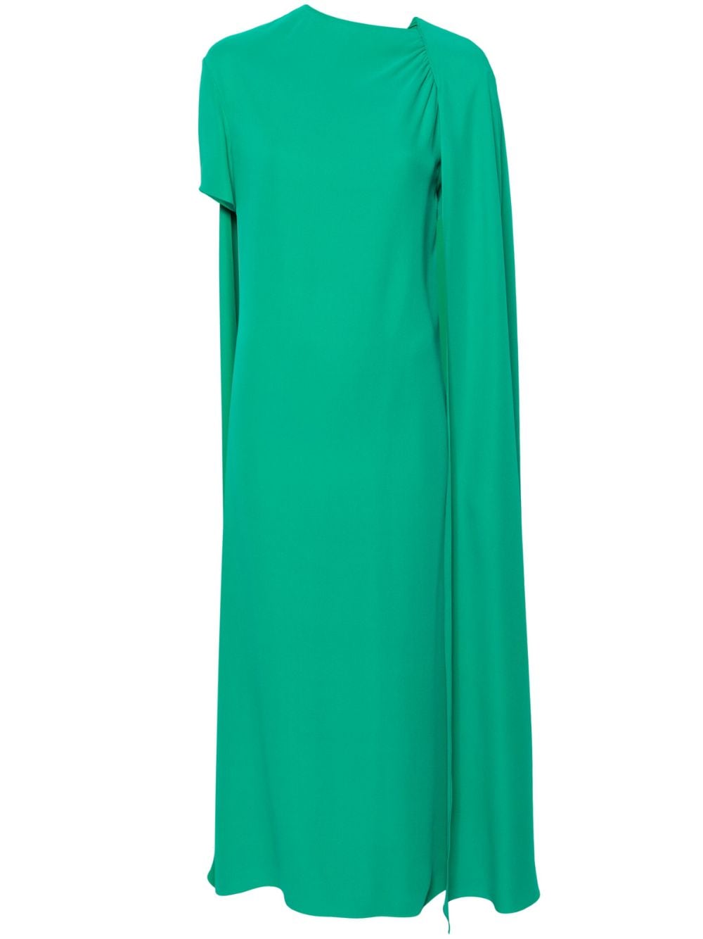 Valentino Cape-detail Cady Maxi Dress In Green