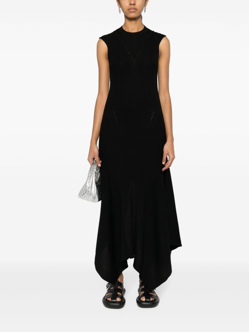 AMI Paris Ribgebreide jurk van merinowol Zwart